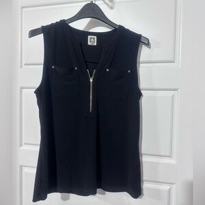 Anne Klein Black Sleeveless Top with elegant gold accents.   Almost brand new.